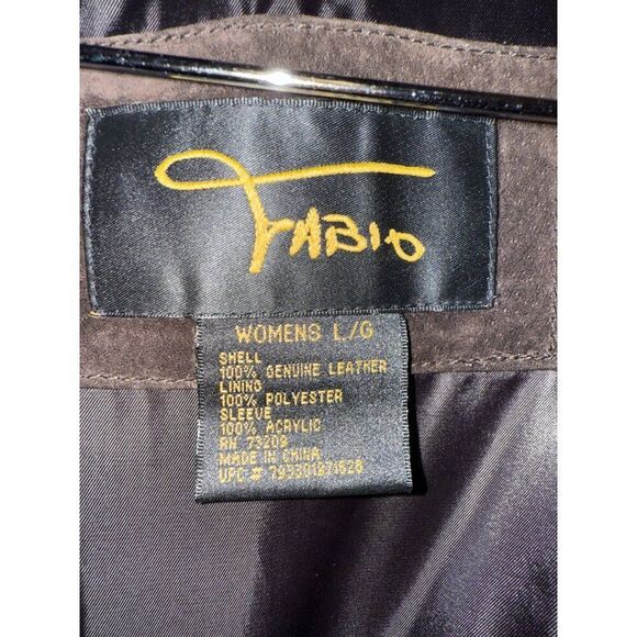 Fabio Vintage 90's Brown Suede Leather Full Zip Jacket With Ribbed Sleeves Sz L - Picture 7 of 14